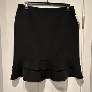 Kasper Black Ruffle Hem Pencil Skirt